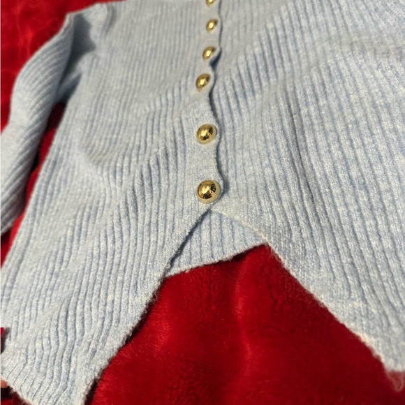 Sincerely Jules Sky Blue Cardigan with Gold Button - Picture 7 of 8
